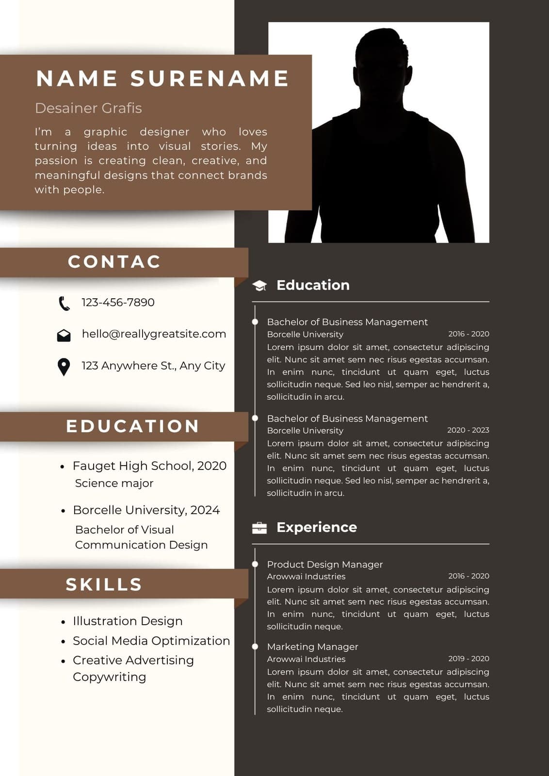 Template CV Sidebar Kontras