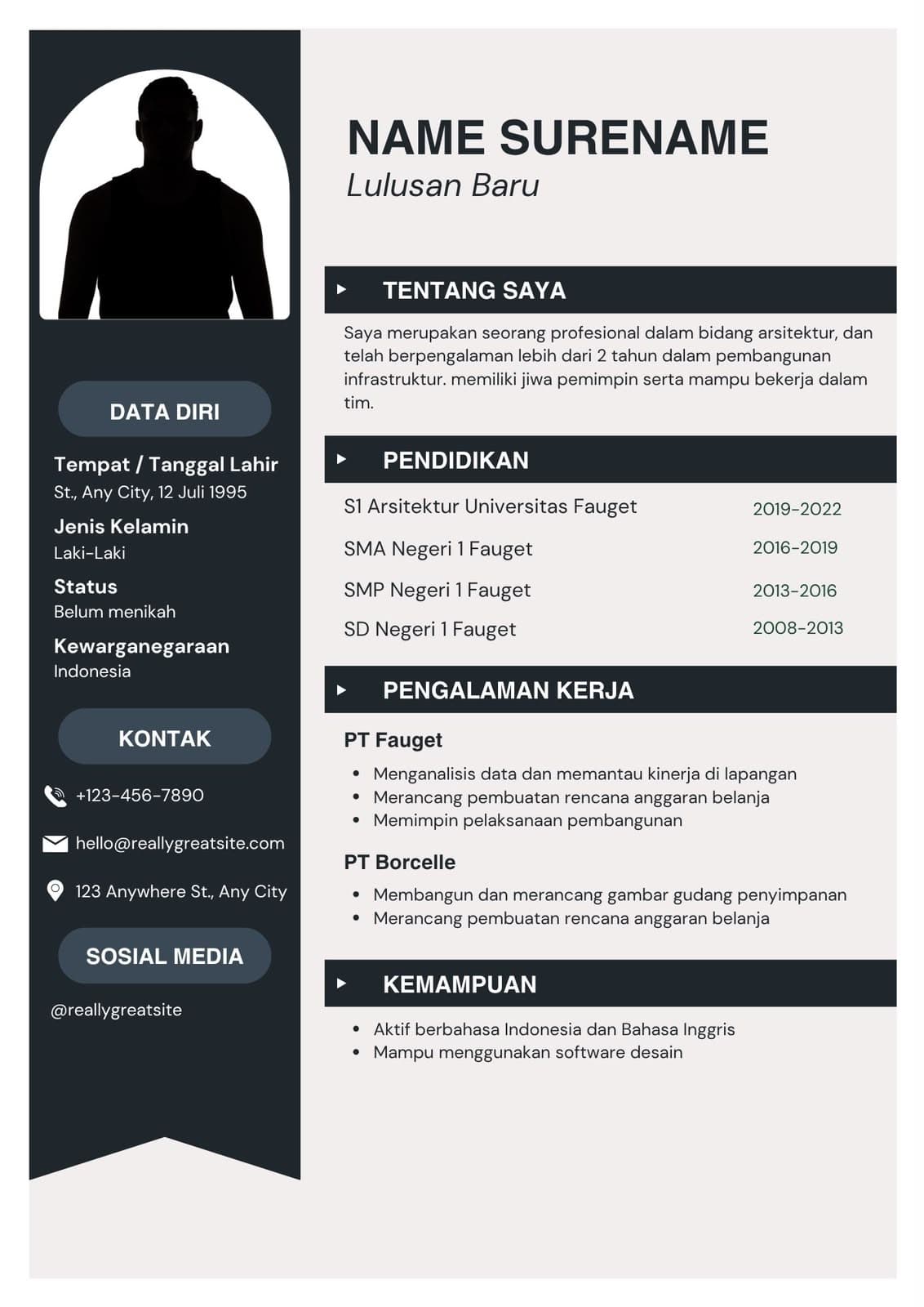 Template CV Diagonal Split