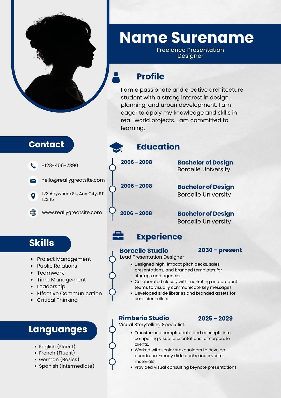 Template CV Card Header